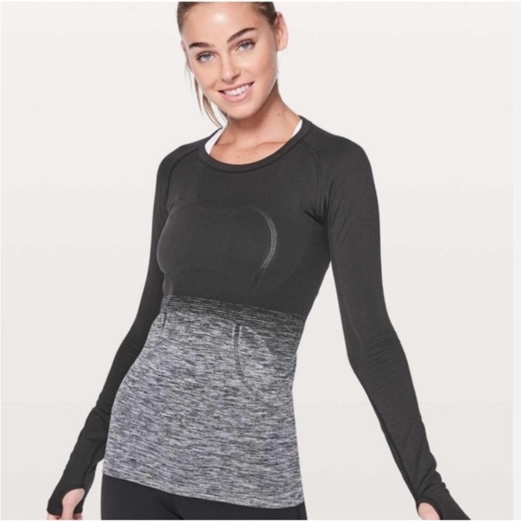 lululemon athletica Tops - Lululemon Swiftly Tech Long Sleeve Shirt Black Gray Size 6